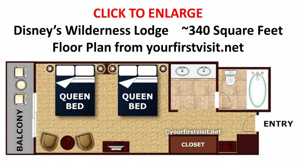 Disney's Wilderness Lodge Standard Room Floor Plan from yourfirstvisit.net