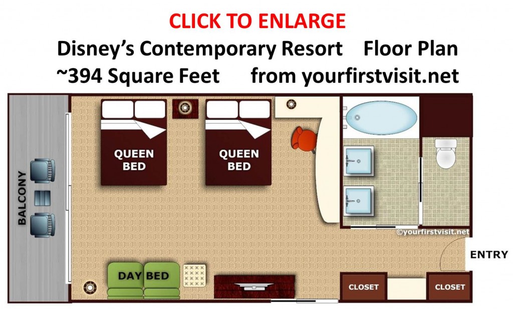 Floor Plan Disney's Contemporary Resort from yourfirstvisit.net