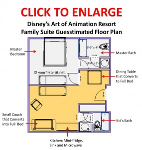 Family Suite Floor Plans for Disney’s Art of Animation Resort