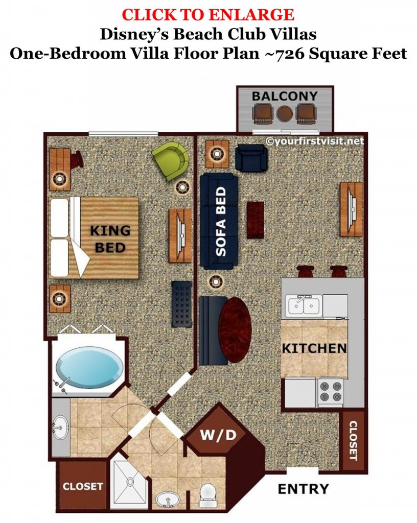 One Bedroom Villa Floor Plan Beach Club Villas from yourfirstvisit.net