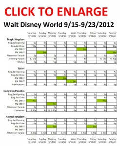 Next Week (9/15 to 9/23/2012) at Walt Disney World