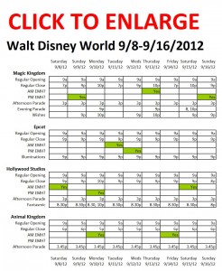 Next Week (9/8 to 9/16/2012) at Walt Disney World