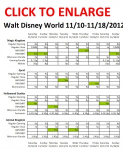 Next Week (11/10 to 11/18/2012) at Walt Disney World