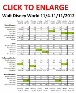 Next Week (11/3 to 11/11/2012) at Walt Disney World