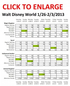 Next Week (1/26 to 2/3/2013) at Walt Disney World