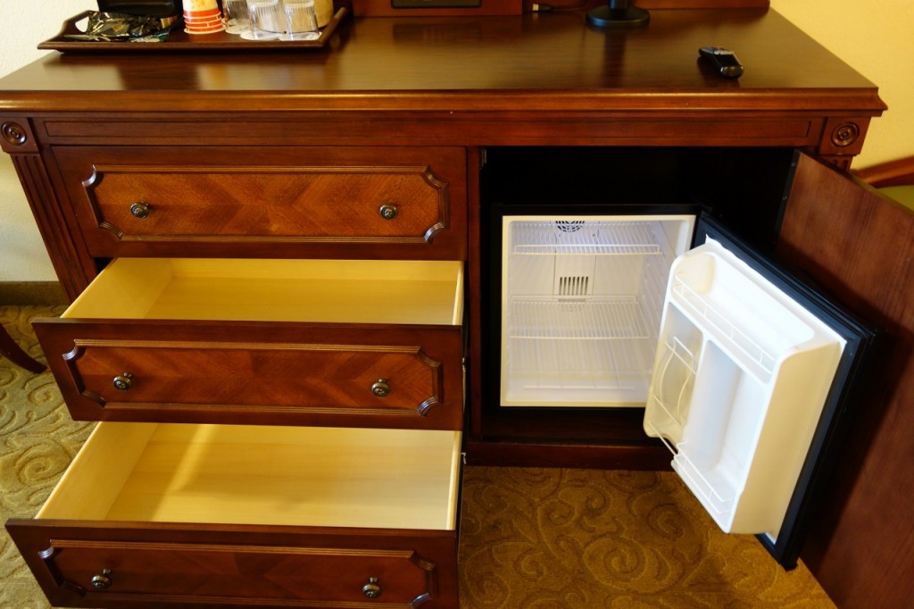 Dresser Drawers and Mini-Fridge Disney's Port Orleans French Quarter from yourfirstvisit.net