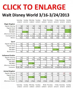 Next Week (3/16 to 3/24/2013) at Walt Disney World