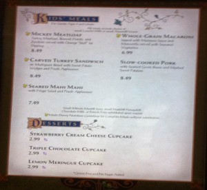 Kid's Menu at Be Our Guest Restaurant at the Magic Kingdom v2