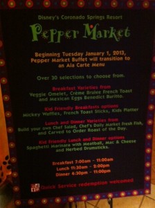 Pepper Market Menu at Disney's Coronado Springs Resort