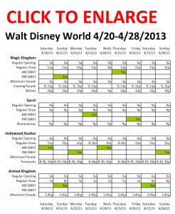 Next Week (4/20 to 4/28/2013) at Walt Disney World