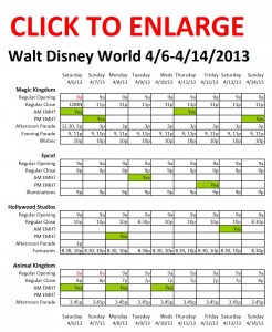 Next Week (4/6 to 4/14/2013) at Walt Disney World