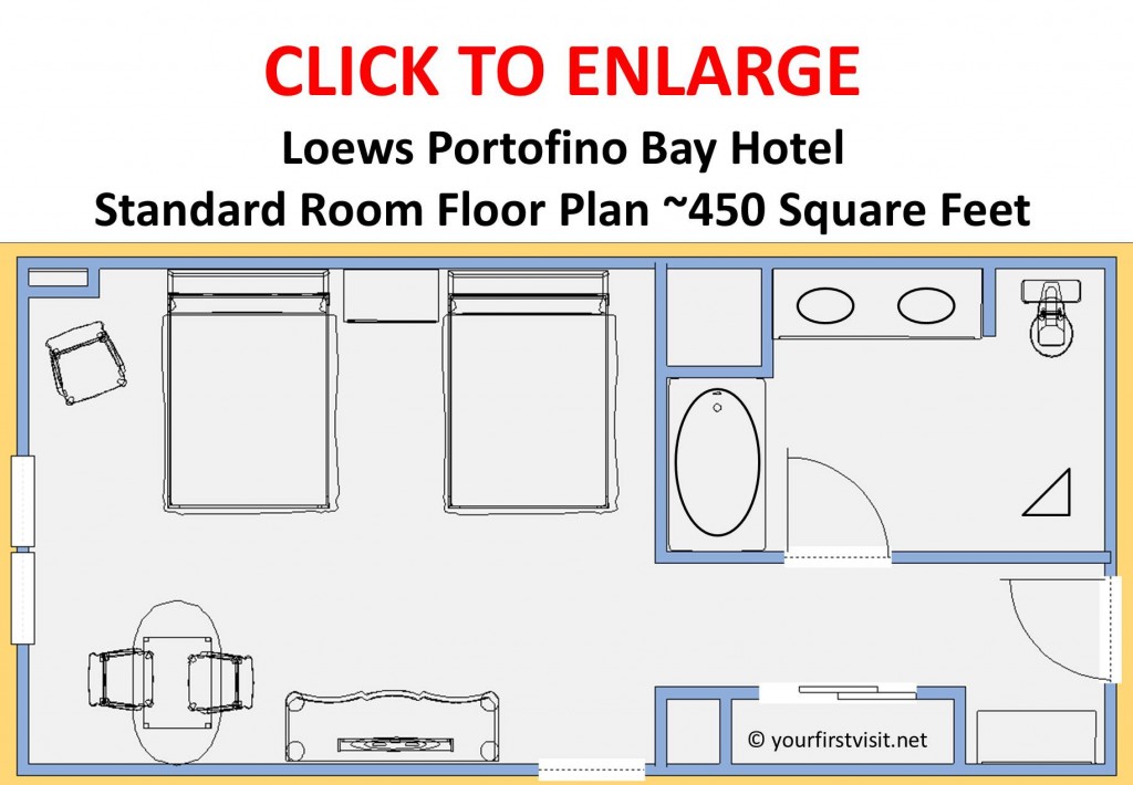 Loews Portofino Bay Hotel Standard Room Floor Plan