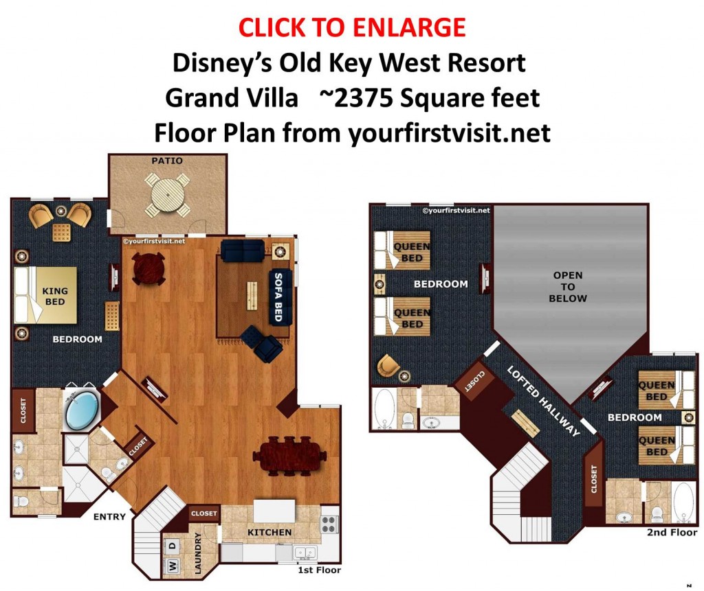Grand Villa Floor Plan Disney's Old Key West Resort from yourfirstvisit.net