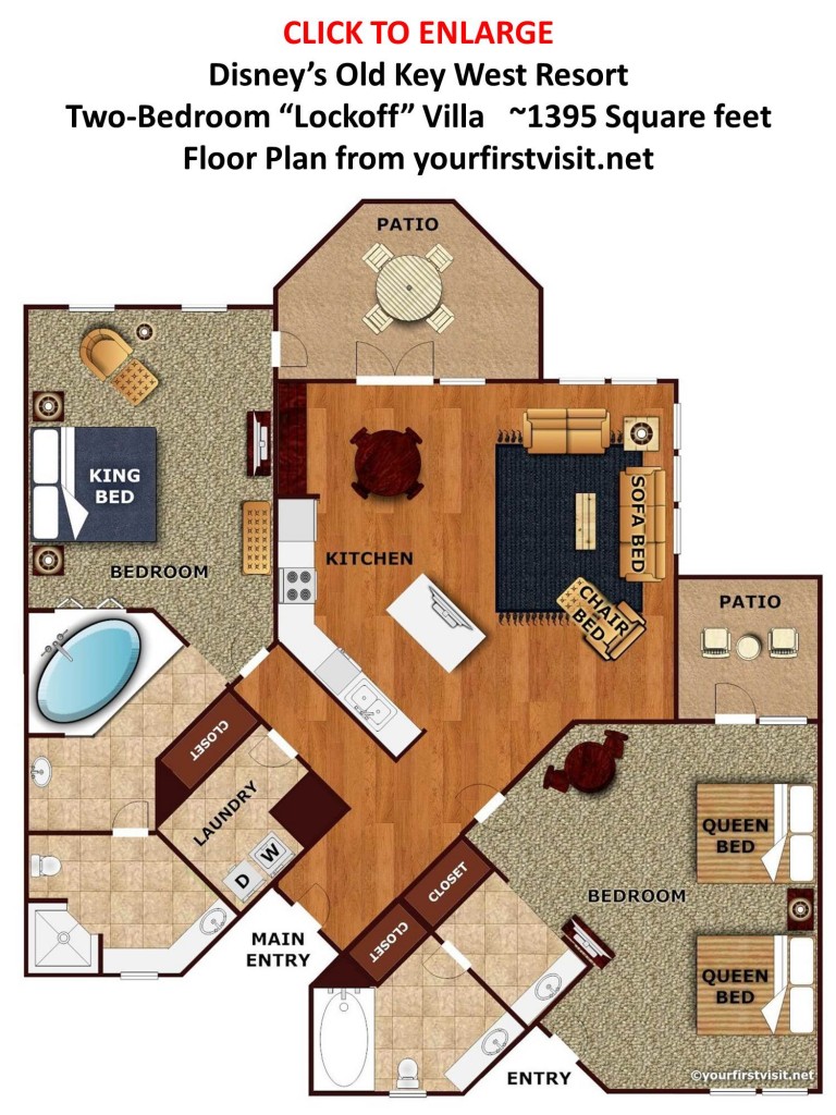 Two Bedroom Villa Floor Plan Disney's Old Key West Resort from yourfirstvisit.net