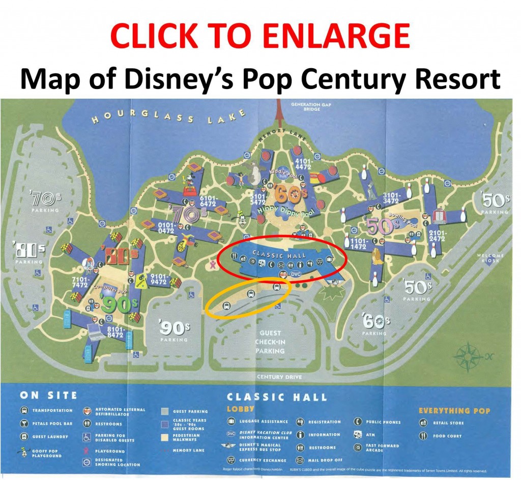 Annotated Map of Disney's Pop Century Resort