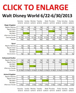 Next Week (June 22 to June 30, 2013) at Walt Disney World