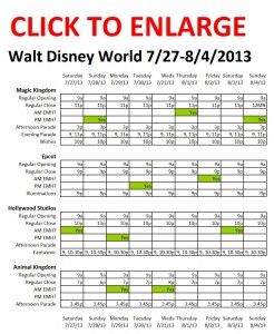 Next Week (July 27 to August 4, 2013) at Walt Disney World