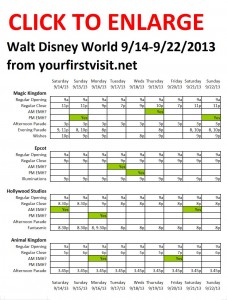 Next Week (September 14 through September 22, 2013) at Walt Disney World