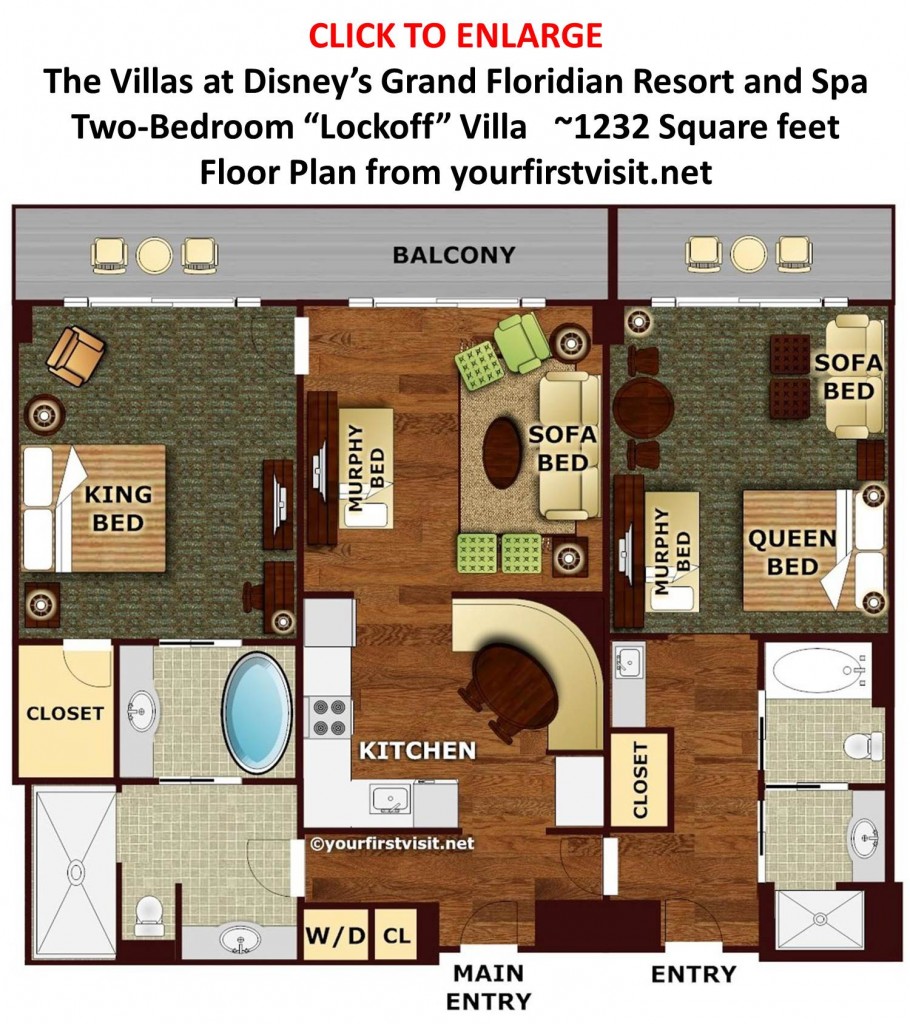 Floor Plan Two Bedroom Lockoff Villa Disney's Grand Floridian from yourfirstvisit.net