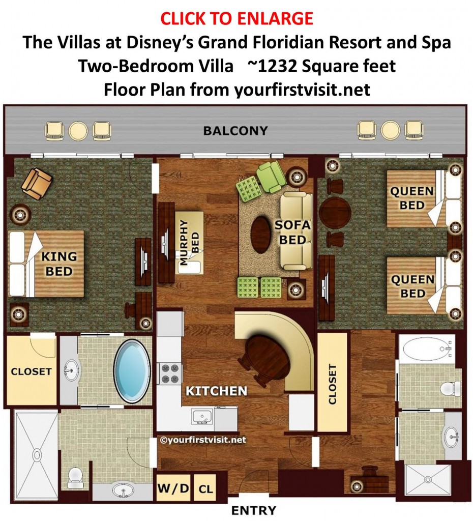 Floor Plan Two-Bedroom Villa the Villas at Disney's Grand Floridian from yourfirstvisit.net