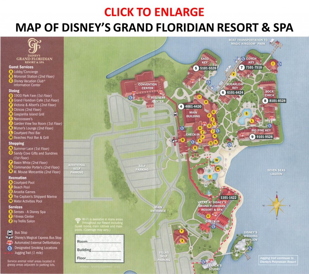 Map of Disney's Grand Floridian Resort from yourfirstvisit.net