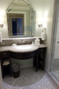 Sink and Shower in Studio at Disney's Grand Floridian Resort & Spa from yourfirstvisit.net