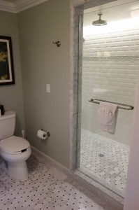 Tooilet and Shower Master Bath in One and Two Bedroom Villas at Disney's Grand Floridian Resort & Spa from yourfirstvisit.net
