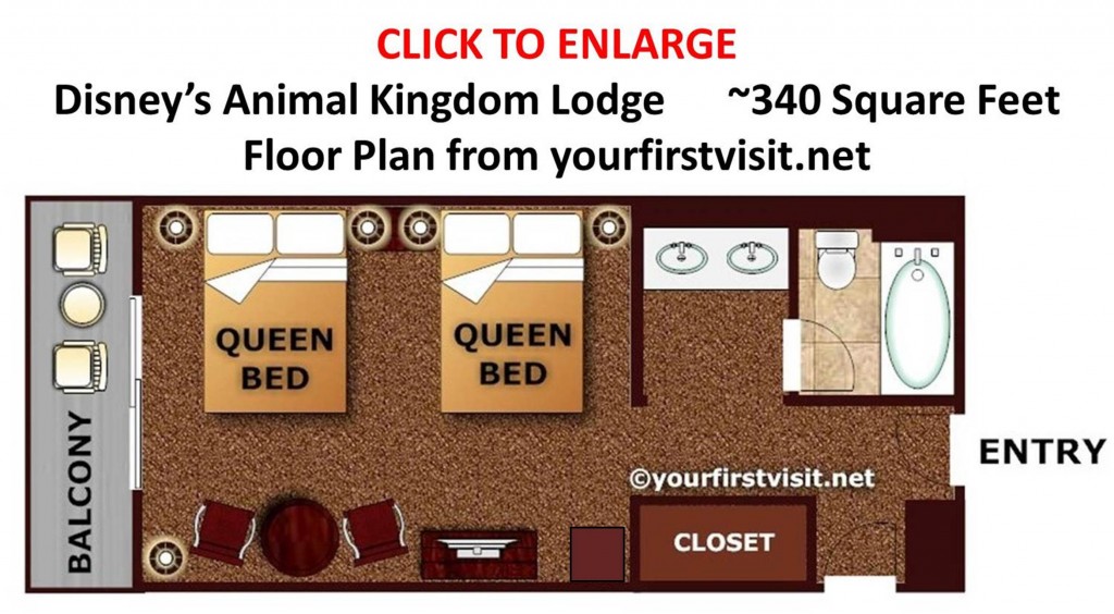Floor Plan Standard Room Disney's Animal Kingdom Lodge from yourfirstvisit.net