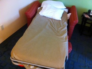Chair Bed Unfolded in the Family Suites at Disney's All-Star Music Resort