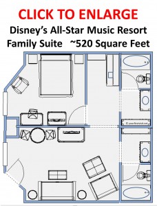 Floor Plan Family Suites at DIsney's All-Star Music Resort
