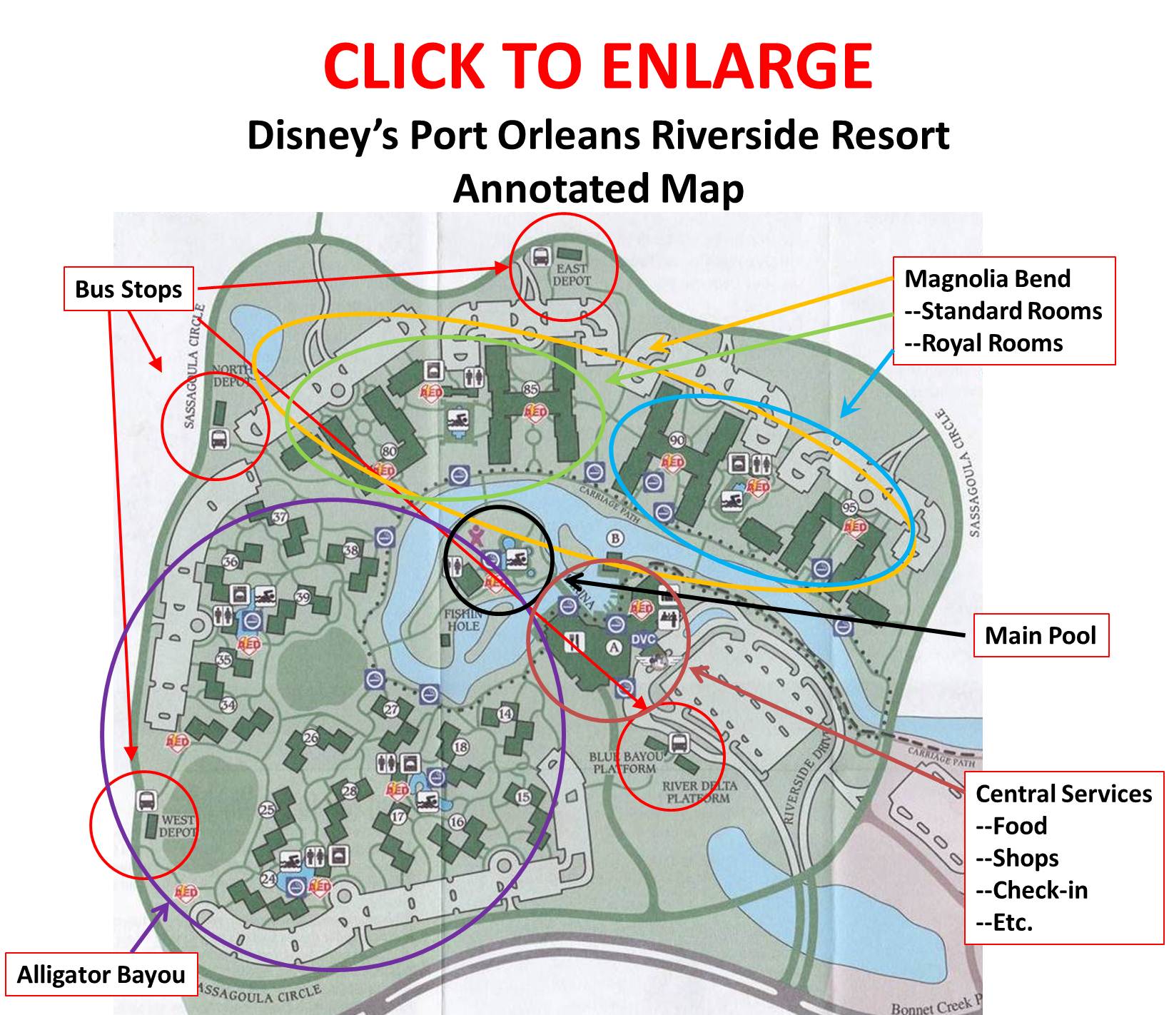 Annotated Map Of Disneys Port Orleans Riverside Resort