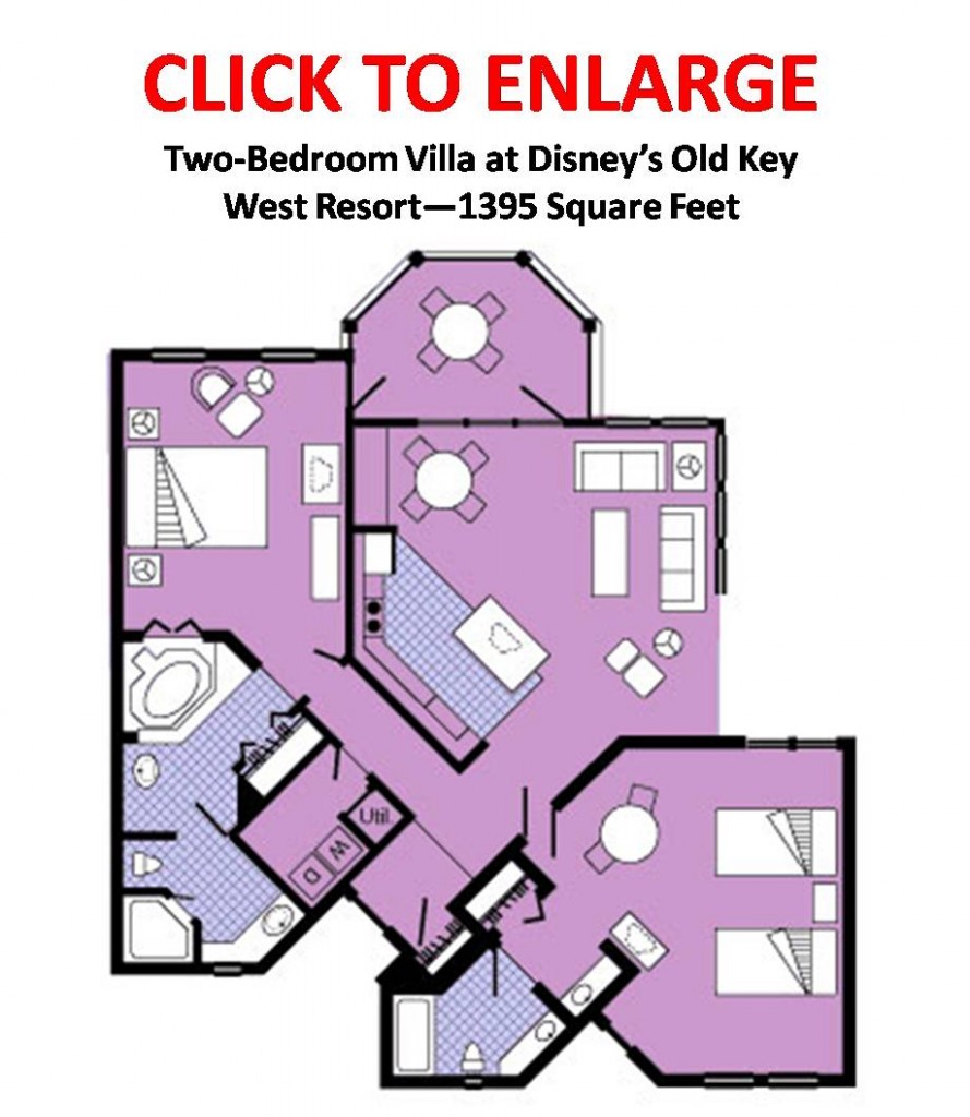 Old Key West Two Bedroom Villa Floor Plan Layout