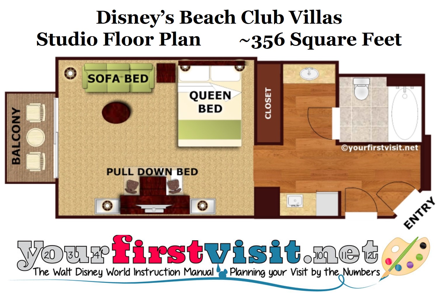 Disney Beach Club Villas 1 Bedroom Floor Plan