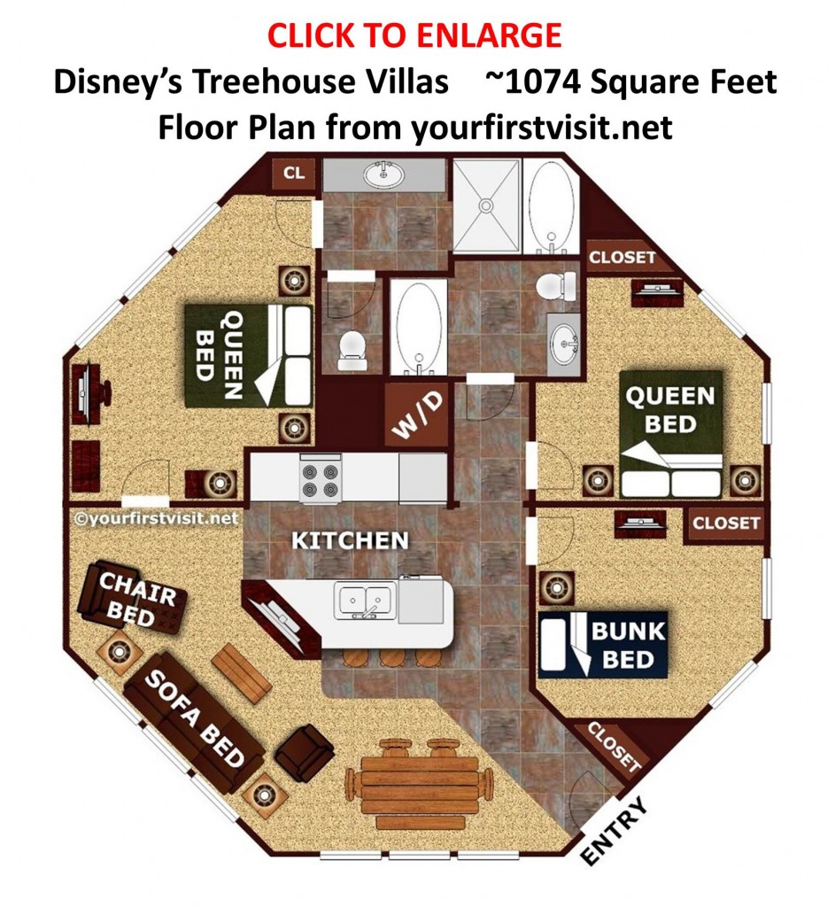 Disney's Treehouse Villas Floor Plan from yourfirstvisit.net