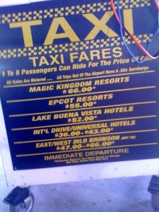 Walt Disney World Airport-Hotel Taxi Rates