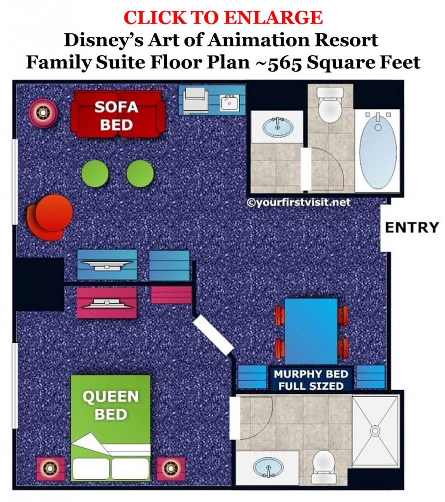 Accommodations In The Family Suites At Disney S Art Of Animation Resort   Family Suite Floor Plan Disneys Art Of Animation Resort From Yourfirstvisit.net 1 908x1024 