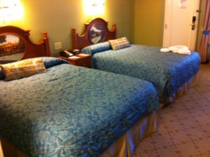 Disney's Port Orleans Riverside Standard Room Bed Side from Bath