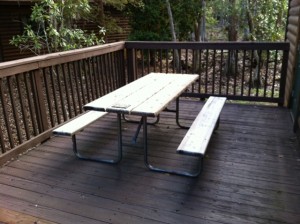 Deck and Picnic Table at the Cabins at Disney's Fort Wilderness Resort