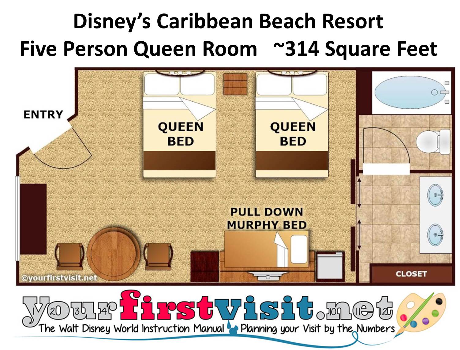 Disney's Caribbean Beach Resort Floor Plan from yourfirstvisit.net