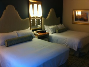 Bed Side from Window at Loews Portofino Bay Resort at Universal Orlando