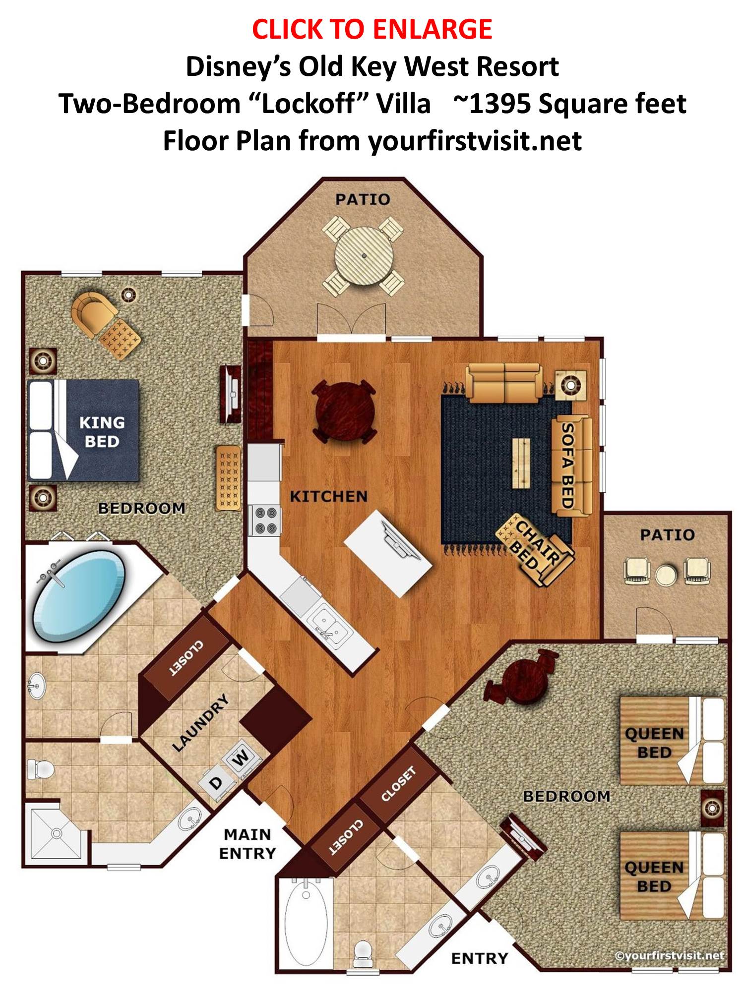 Two Bedroom Villa Floor Plan Disneys Old Key West Resort from yourfirstvisit