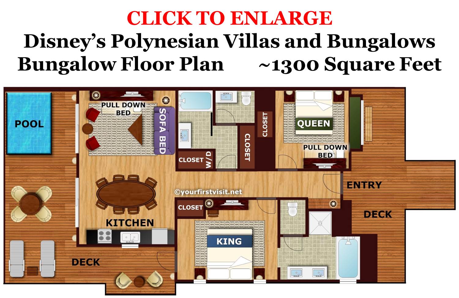 Bungalow Floor Plan Disneys Polynesian Villas and Bungalows from yourfirstvisit