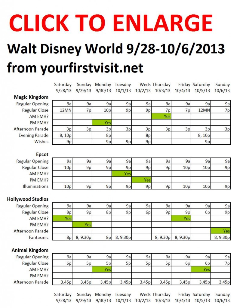 Disney World 9-28 to 10-6-2013 from yourfirstvisit.net