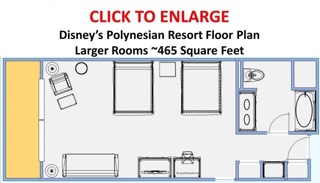 Disney's Polynesian Resort Floor Plan Larger Room from yourfirstvisit.net