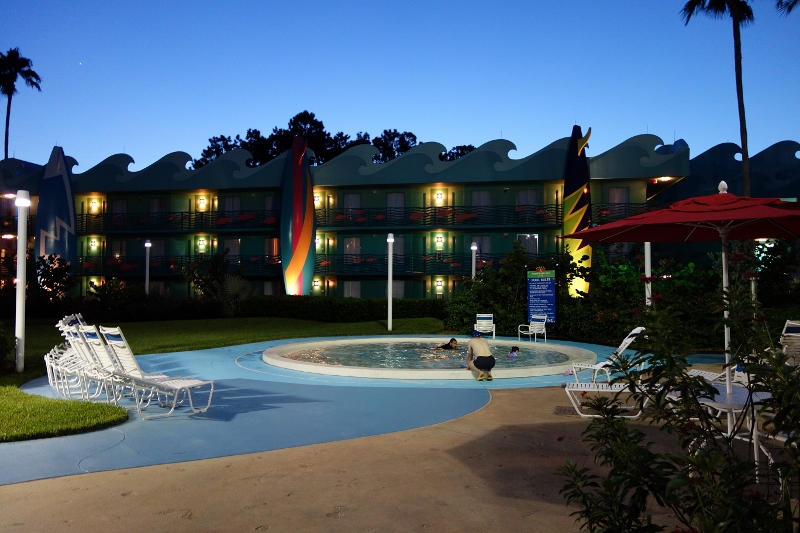 Kids Pool at Night Disney's All-Star Sports Resort from yourfirstvisit.net