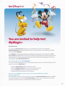 Mailed Invitation to MyMagic+ MagicBands and FastPass+ Test from yourfirstvisit.net