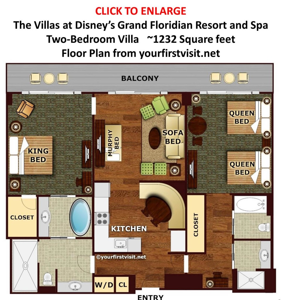 Floor Plan Two Bedroom Villa at Disney's Grand Floridian from yourfirstvisit.net