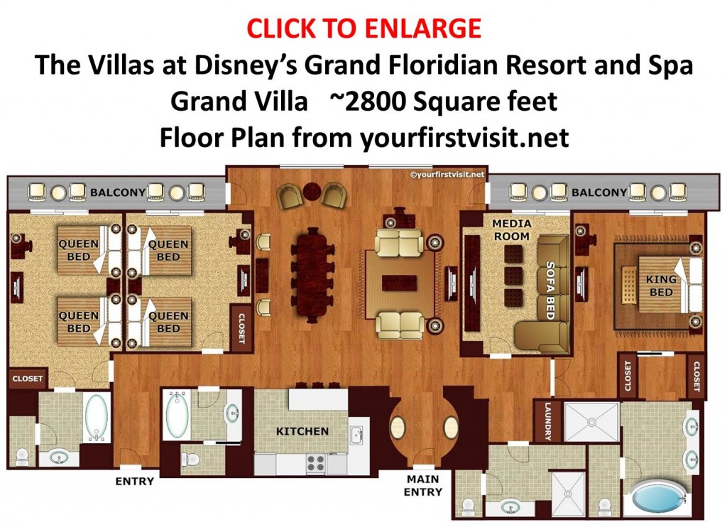 Floor Plan Grand Villa at Disney's Grand Floridian from yourfirstvisit.net