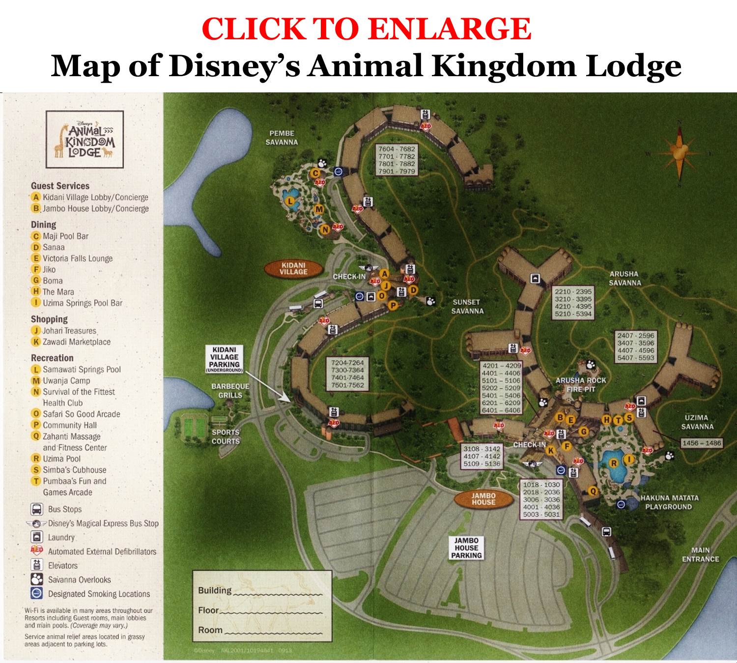 Map Of Disneys Animal Kingdom Lodge From Yourfirstvisit.net  