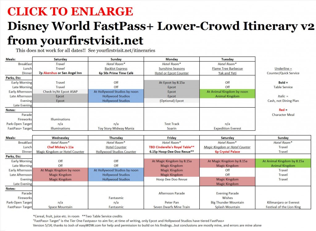FastPass+ Lower-Crowd Itinerary from yourfirstvisit.net vsn 5-14